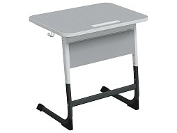 Стол 1-местный школьный 3-5 г/р "Нова" с наклоном столешницы 0-15° (серый, м/к белый/графит)