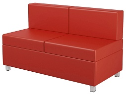 Диван 2-местный модульный на металлокаркасе 1200х610х425/720 мм 790.2-КР (обивка - экокожа красный, м/к квадратная труба)