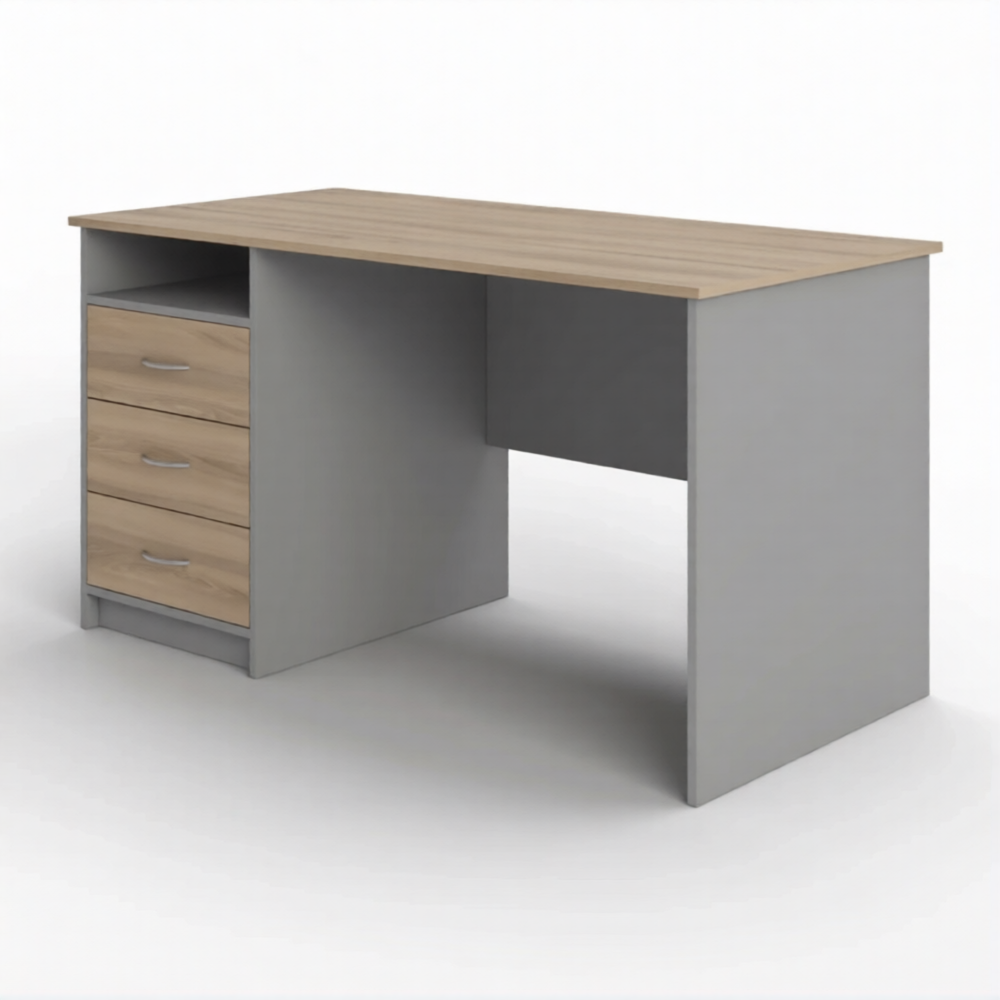 Стол рабочий СрТ-13 (1200х600х750) с тумбой (корпус ЛДСП серый, столешница ЛДСП дуб вотан)