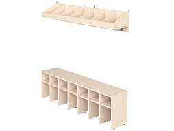 Вешалка напольная пристенная с тумбой для обуви и полкой на 7 мест ВШЛт1.7-Д (Дуб Молочный)