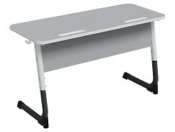 Стол 2-местный школьный 3-5 г/р "Альтер" с наклоном столешницы 0-15° (серый, м/к белый/графит)