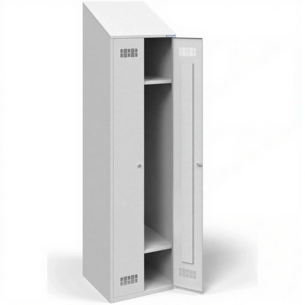 Шкаф для одежды металлический ШРВ-ДВ-500 двухстворчатый с наклонной крышей
