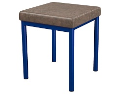 Банкетка 1-местная мягкая 380х380х420 мм 261-СН.КЧ (обивка - экокожа коричневый, м/к синий)