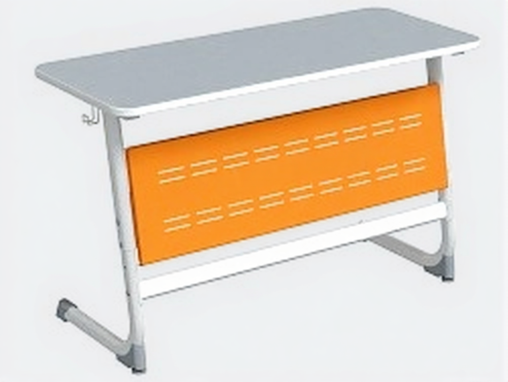 Стол 2-местный школьный 5-7 г/р "Логика" с перфорированным экраном (серый/оранжевый, м/к белый)