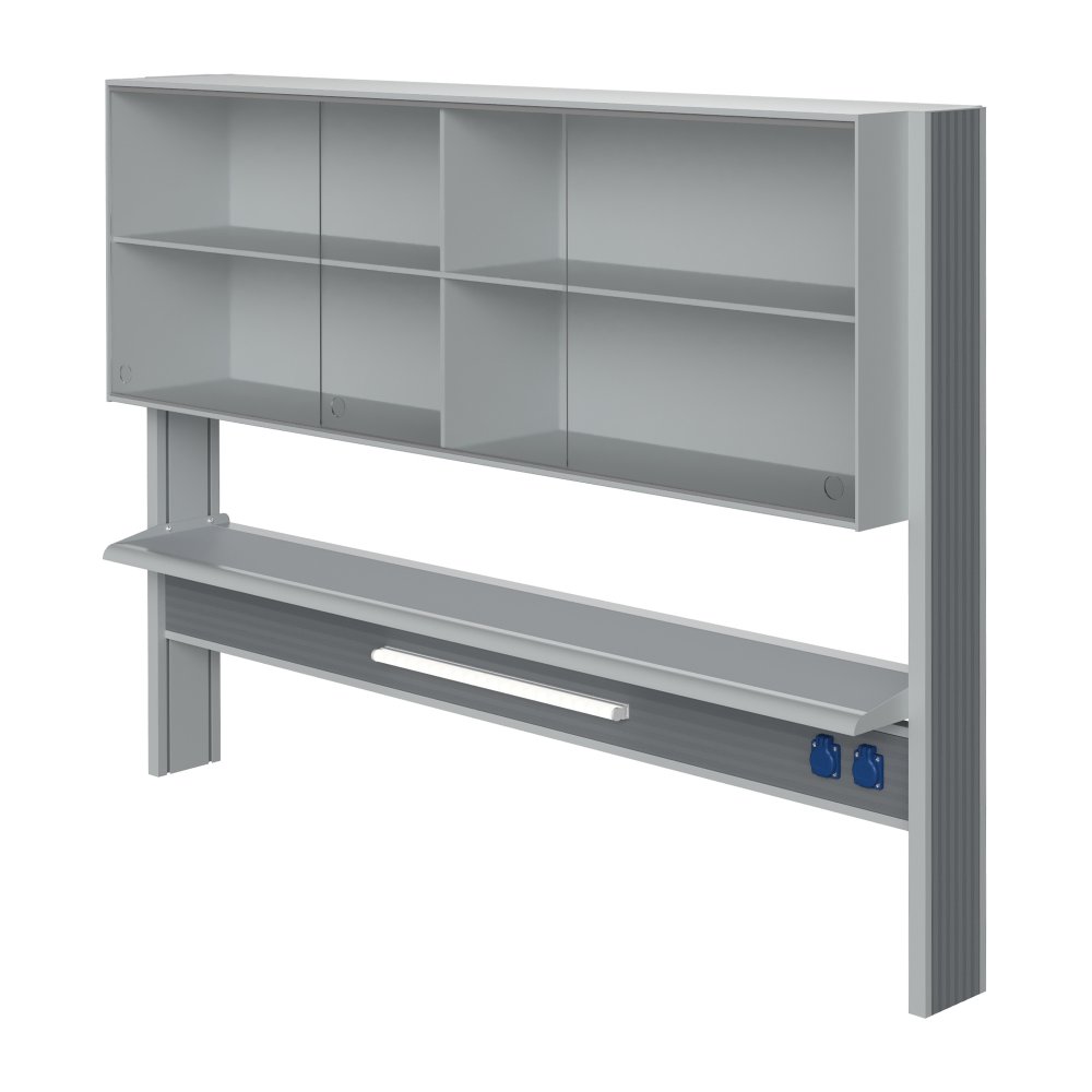 Технологический стеллаж со шкафом 600 мм для пристенного стола Mod. 1800 ТСПШ-60