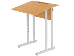 Стол с наклоном столешницы 10° школьный 1-местный 4-6 г/р регулируемый (бук, м/к серый, плоскоовальная труба)