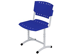 Стул школьный ученический 4-6 г/р регулируемый (пластик синий, м/к серый, круглая труба)