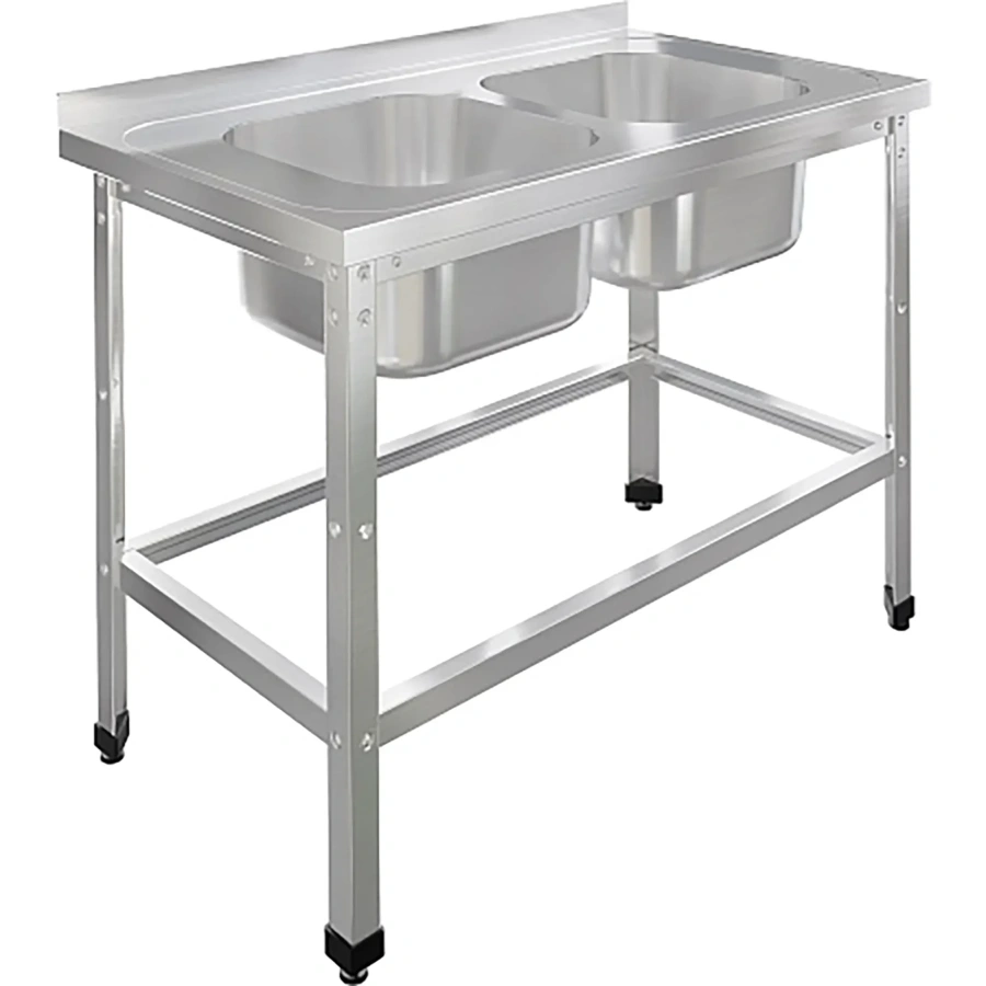 Ванна моечная двухсекционная цельнотянутая с бортом ВМЦ-2/12/6-БО-ЭН