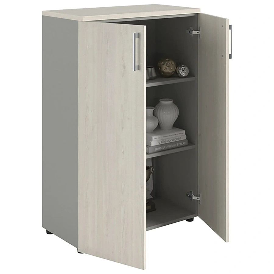 Шкаф NW 1280 закрытый белое дерево/серый