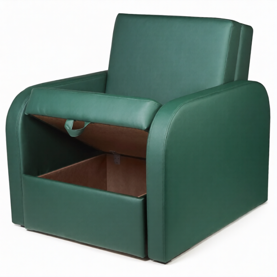 Диван раскладной одноместный ДР-1 с подлокотниками (кожзам Эконом белый)