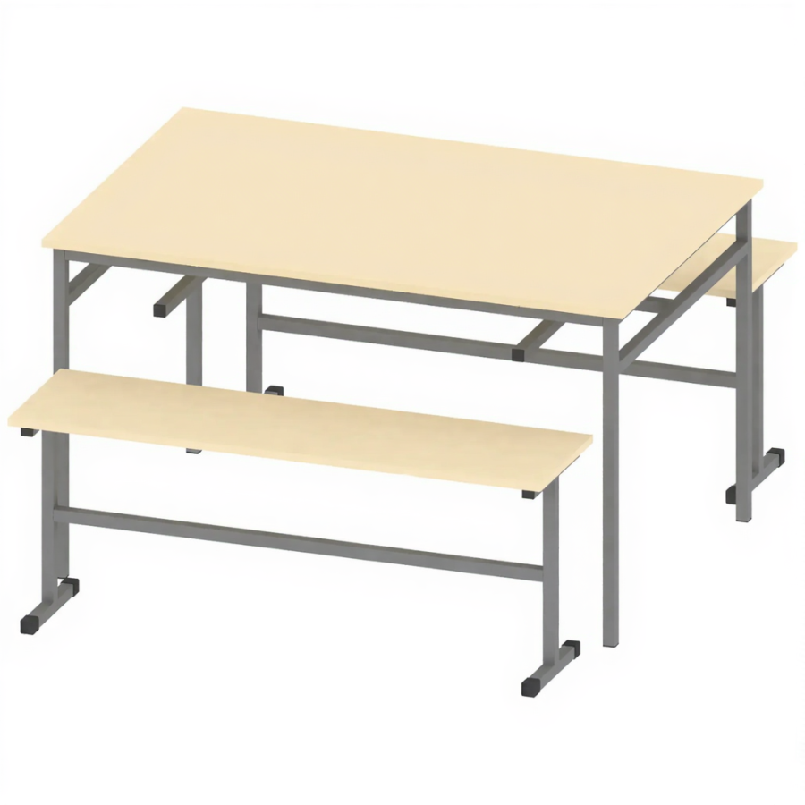 Стол обеденный с 2-мя скамейками МСТ-ШК-1, Крем