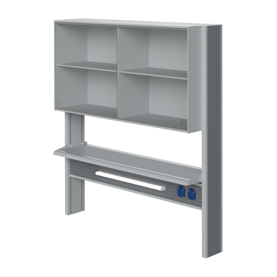 Технологический стеллаж со шкафом 600 мм для пристенного стола Mod. 1200 ТСПШ-60